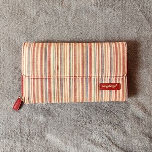 Longaberger Multicolor Red Green Tan Striped Wallet